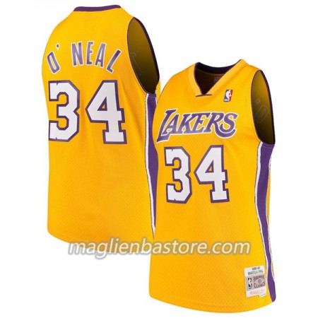 Maglia NBA Los Angeles Lakers Shaquille O`Neal 34 Hardwood Classics Giallo Swingman - Uomo